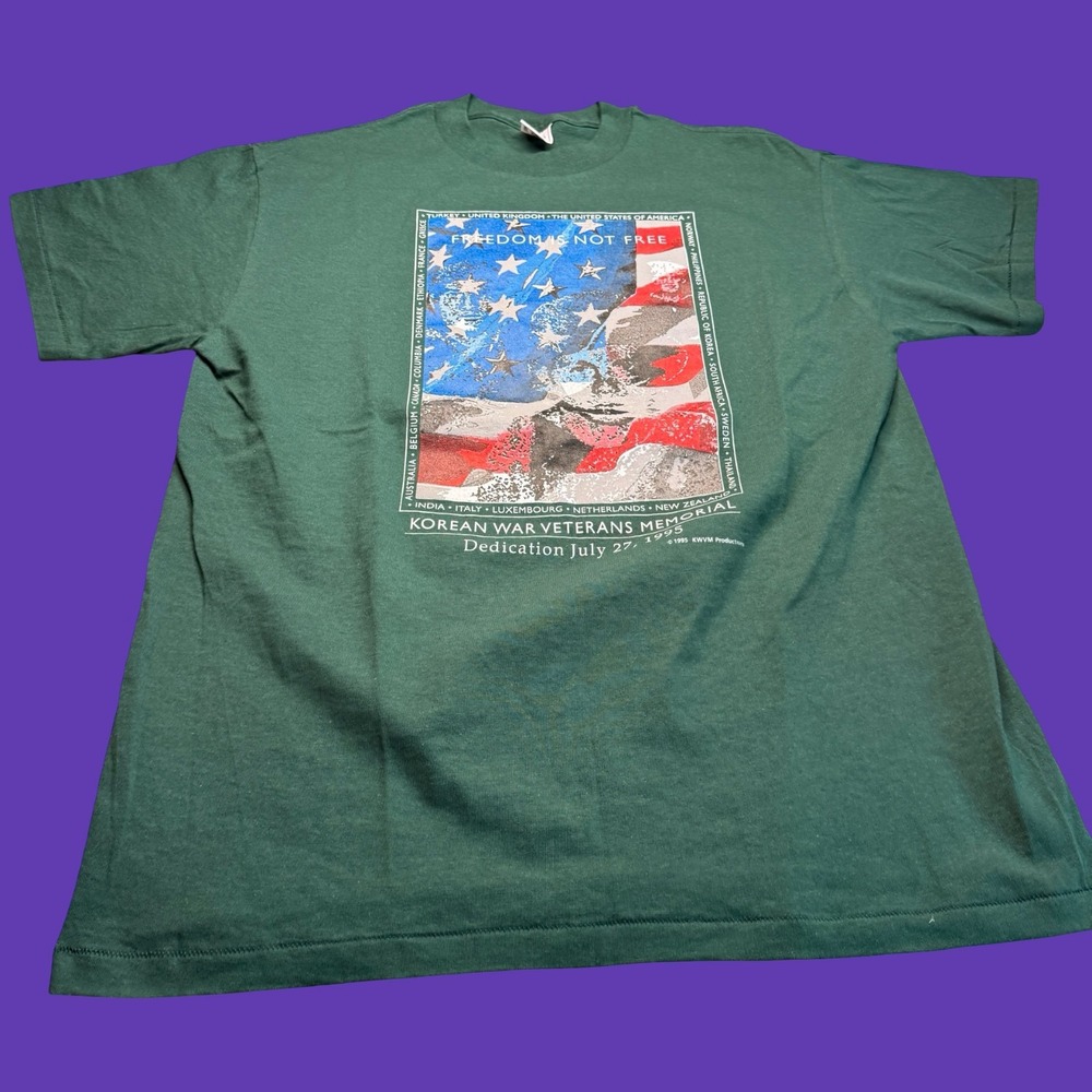 1995 Korean War Veterans Memorial T Shirt Large Dedication USA Flag Vintage